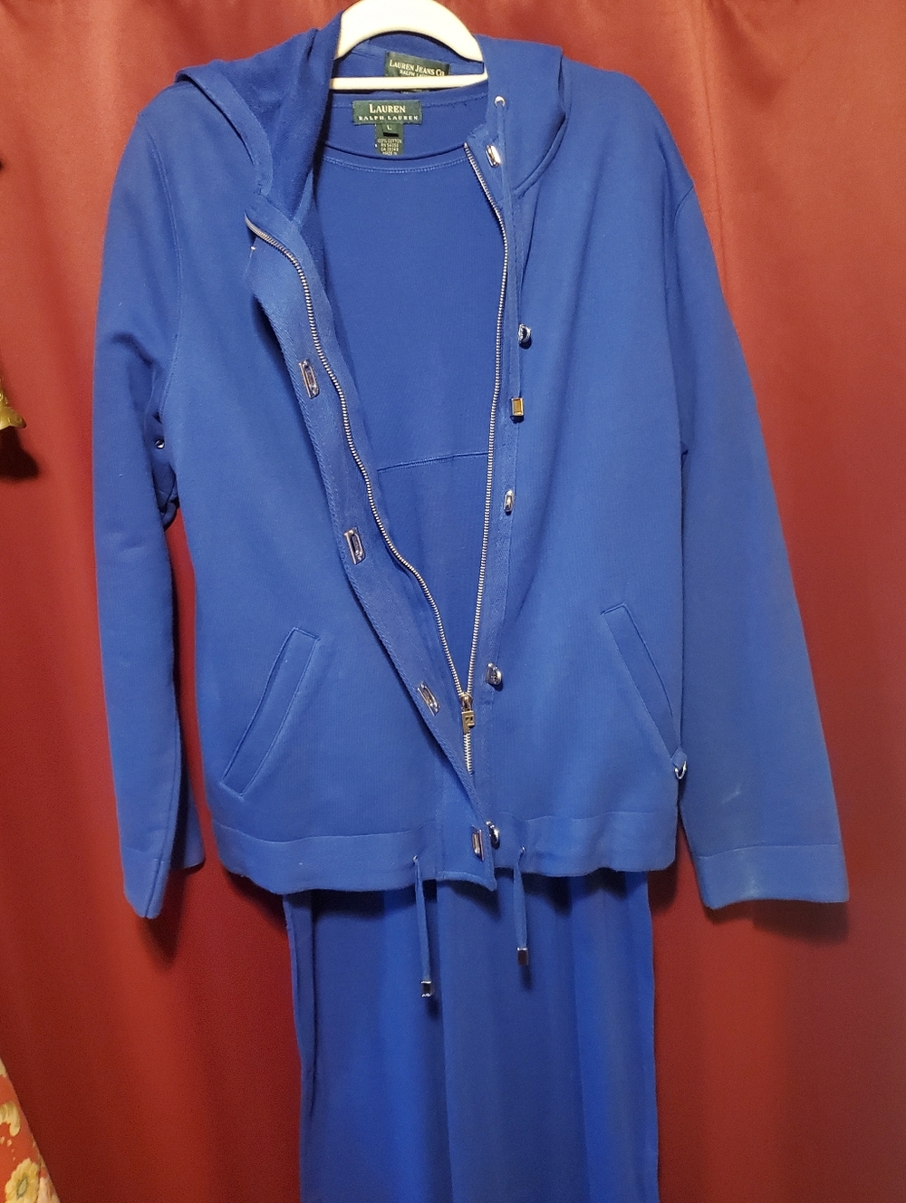 Lauren Ralph Lauren Blue Hooded Zip Jacket & Maxi Dress Set - Picture 14 of 16